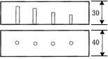 RB-RC 1～9 30×40×125mm 寸法のイラスト画像